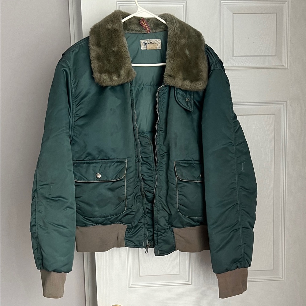 70s/80s Vintage Bomber Jacket with Fur Collar